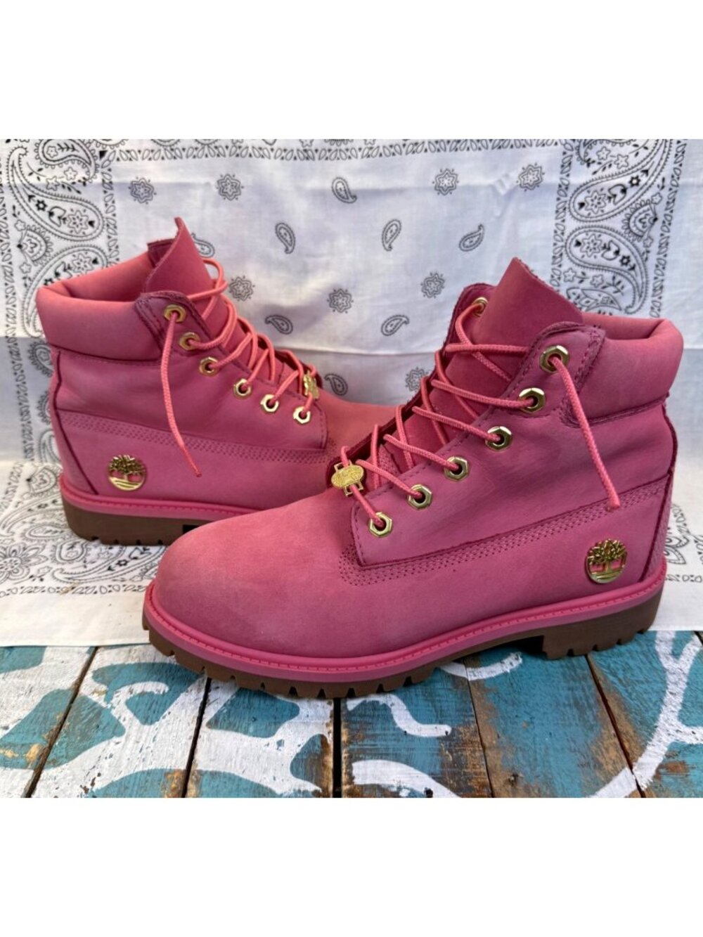 TIMBERLAND Pink Suede Waterproof ReBOLT A6298 Boots Youth 5.5 /Womans 7